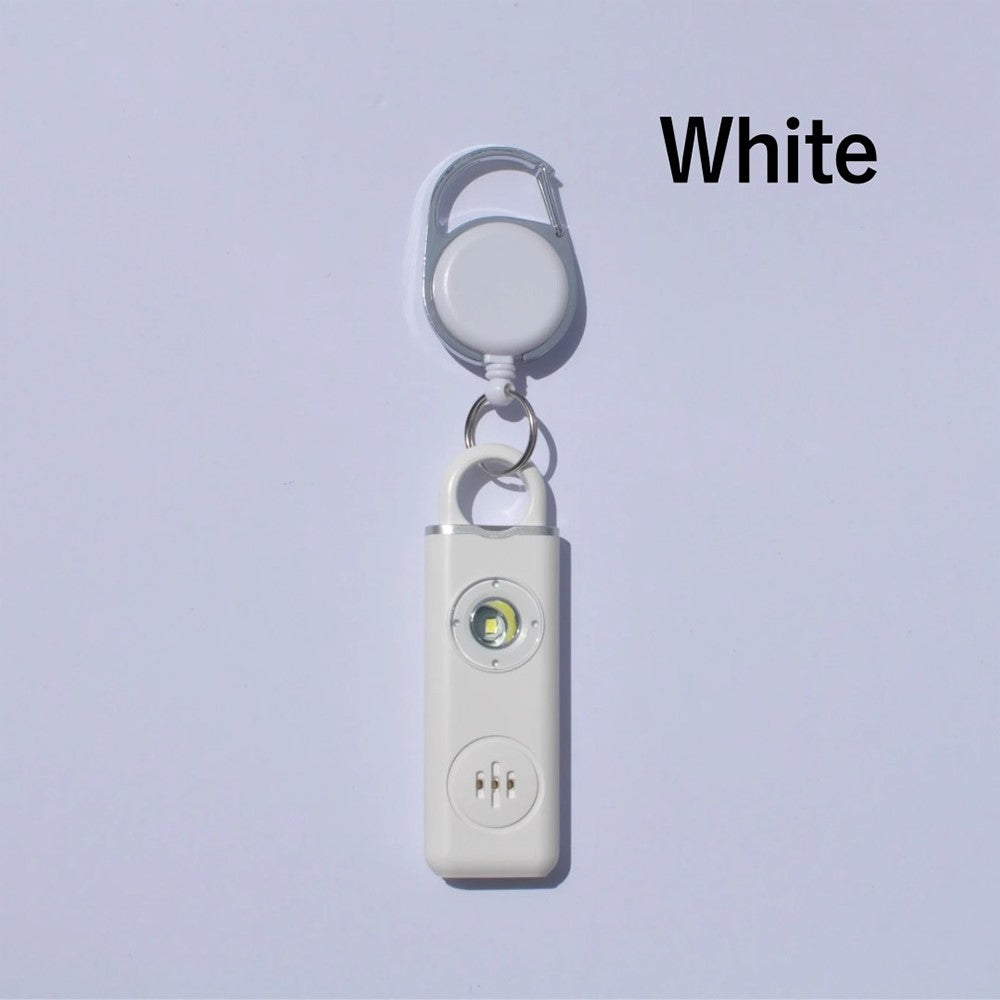 防犯ブザー Type-C USB充電式 ライト付き リールキー付き 4色選べる(ブラック・ホワイト・ピンク・ブルー)【1個】