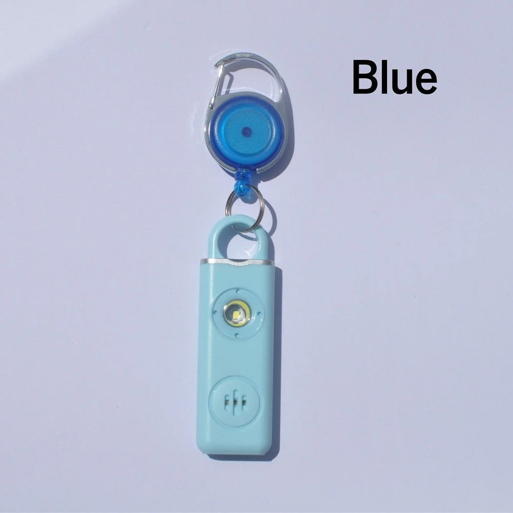 防犯ブザー Type-C USB充電式  ライト付き リールキー付き 4色選べる（ブラック・ホワイト・ピンク・ブルー）【1個】