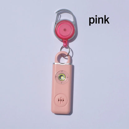 防犯ブザー Type-C USB充電式  ライト付き リールキー付き 4色選べる（ブラック・ホワイト・ピンク・ブルー）【1個】