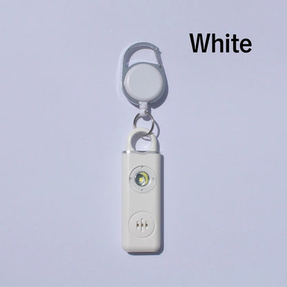 防犯ブザー Type-C USB充電式  ライト付き リールキー付き 4色選べる（ブラック・ホワイト・ピンク・ブルー）【1個】