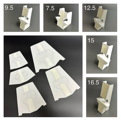 紙脚 紙製スタンド 両面テープ付き 全5サイズ（7.5cm・9.5cm・12.5cm・15cm・16.5cm）【500枚】